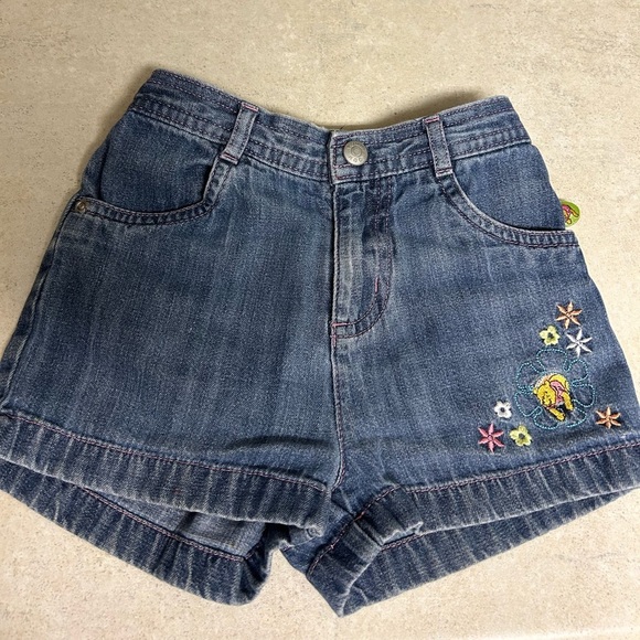 VGT Toddler Disney Blue Shorts with Embroidered Floral Details - Picture 1 of 4